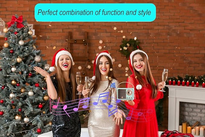 Dosmix Retro Bluetooth Speaker, Vintage Decor, Small Wireless Bluetooth Speaker, Cute Old Fashion Style for Kitchen Desk Bedroom Office Party Outdoor,Birthday Gifts for Women Teenage