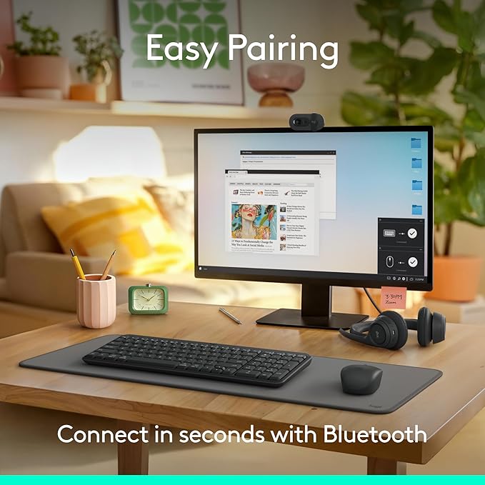 Logitech MK250 Bluetooth Wireless Mouse and Keyboard Combo: Fast & Easy Connectivity, Compact Wireless Keyboard, Ambidextrous Mouse, Durable Build - Windows/MacOS - Graphite