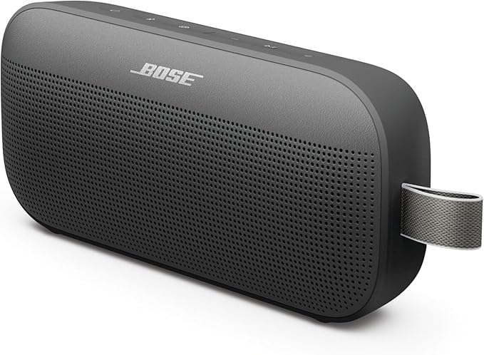 Bose SoundLink Flex Portable Bluetooth Speaker (2nd Gen), Outdoor Speaker with Hi-Fi Audio, Up to 12 Hours Battery, Waterproof and Dustproof, + Slinger Hard Travel Case & USB Plug (Black)