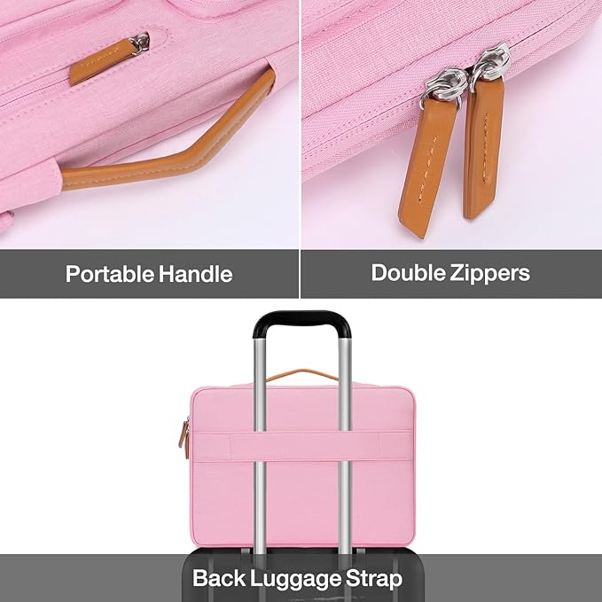 MOSISO 12.9 inch Tablet Sleeve Case for iPad Pro 13 M4 & iPad Air 13 M3 M2, iPad Pro 12.9 M2 M1 6/5th with Magic Keyboard&Smart Keyboard Folio, Side Open Carrying Bag with 4 Zipper Pockets, Pink