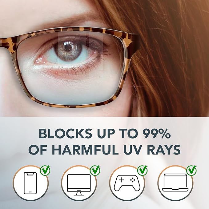 Stylish Blue Light Blocking Glasses for Women & Men – Helps Ease Digital Eye Strain & Headache from Computers, Phones w/Case