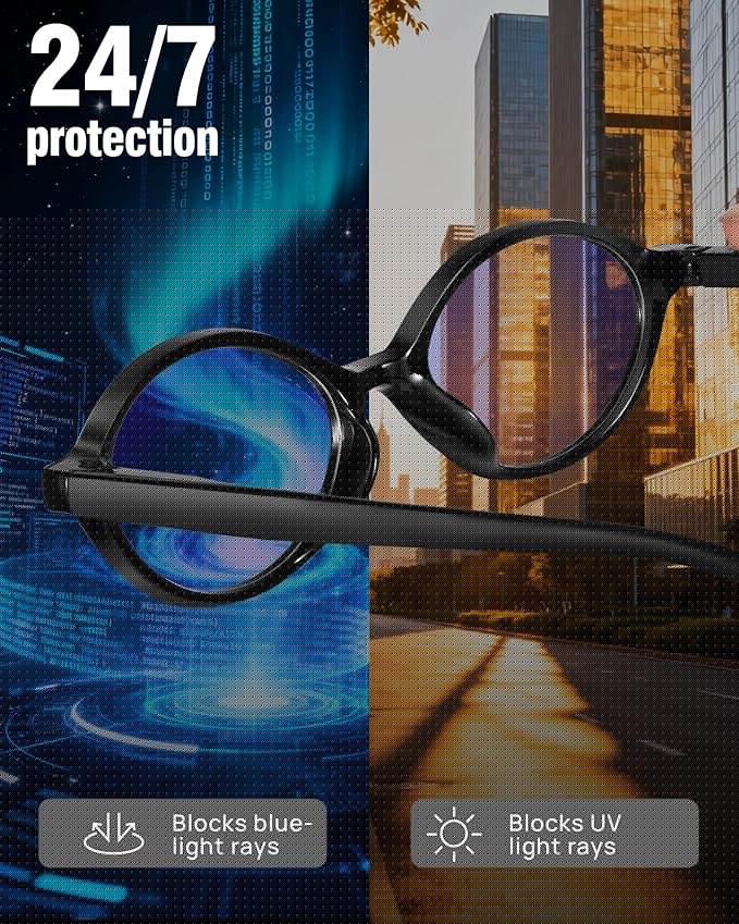2 Pack Oval Blue Light Glasses for Women, Lightweight TR90 Small Frame with Spring Hinge for All-Day Comfort, Anti UV Glare & Eyestrain