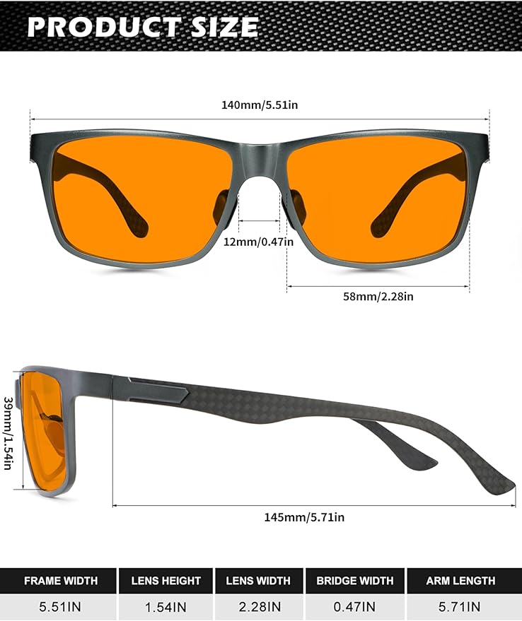 ANYLUV Carbon Fiber Reading Glasses for Men Women, Blue Light Blocking Computer Readers, Anti Glare Spring Hinge