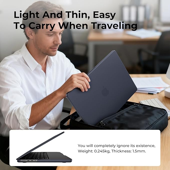 EooCoo Case Compatible with MacBook Pro 14 inch M5 2026-2021 M4 M3 M2 M1 Pro/Max Chip, Official Color-Matched Armor, Frosted Hard Shell Case with Keyboard Cover, Screen Protector - Matte Midnight Blue