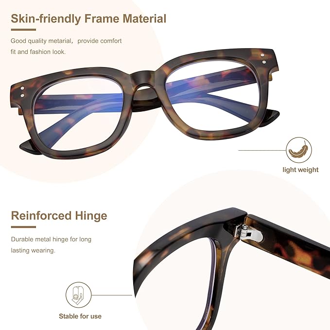 Madison Avenue Women Blue Light Glasses,Oversize Blue Light Blocker for Women, Anti Eyestrain & UV Protection Computer Eyeglasses Hanna (Tortoiseshell)