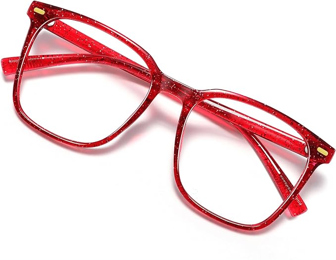 Oversized Square Blue Light Blocking Glasses for Women Men, Anti-Fatigue Computer Monitor Glasses Reduce Eye Strain