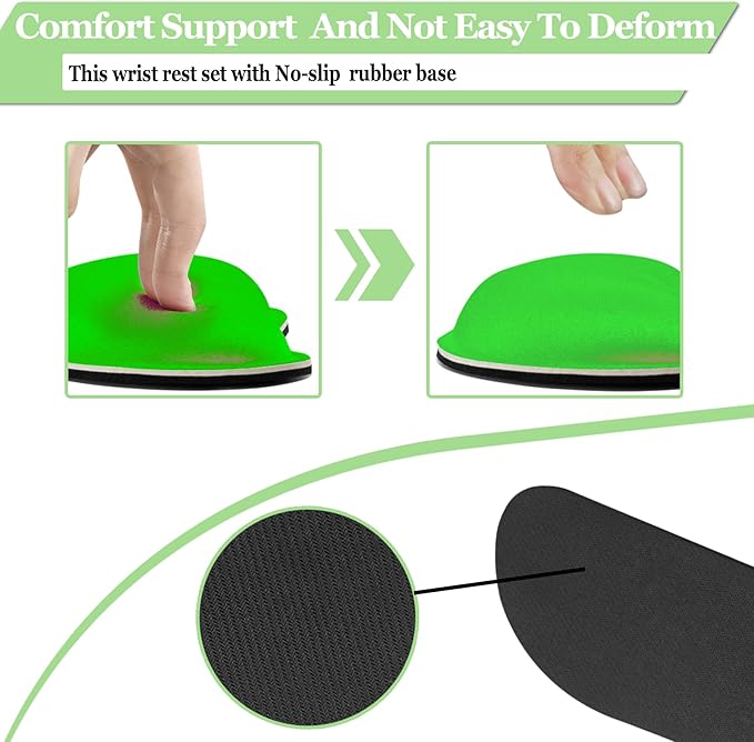 BamLue Keyboard Wrist Rest, BamLue Memory Foam Pad Set for Easy Typing & Pain Relief for Laptop, Office & Home, Ergonomic Sets for Keyboard, Gel Mouse Wrist Rest, Smooth Fiber Cushion Wrist Support