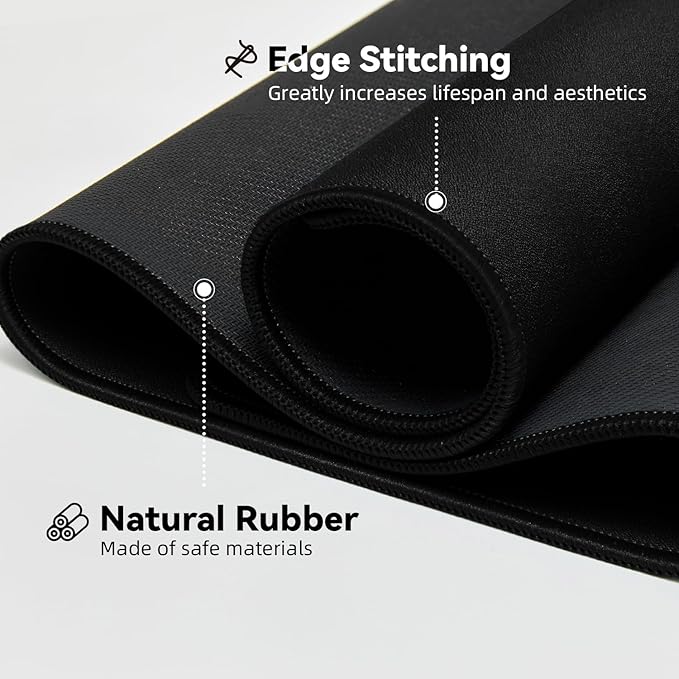 Large Gaming Mouse Pad with Durable Stitched Edges, Non-Slip Rubber Base, Big Computer Keyboard Mouse Mat Desk Pad for Home Office Gaming Work, 31.5"x11.8"x0.08", Black