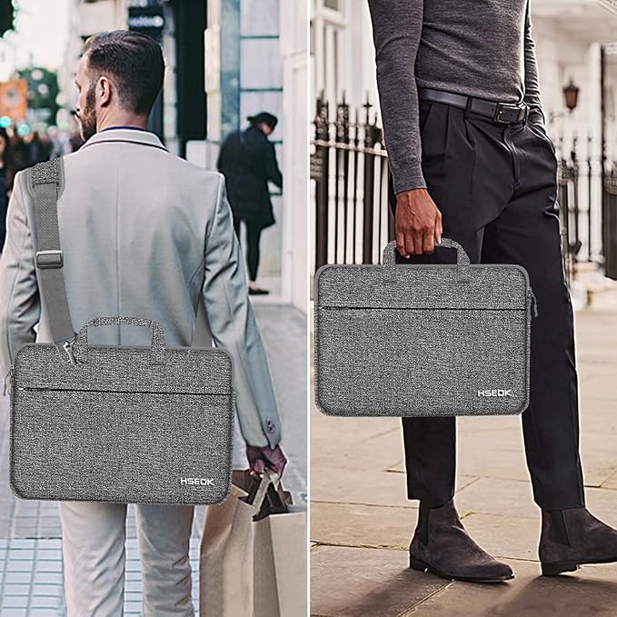 Hseok Laptop Shoulder Bag 13-14 inch Shockproof Water-Resistant HandBag with Small Case Compatible with MacBook Pro/Neo 14" M5/M4/M3/M2/M1, Mac Air/Pro 13.3", XPS 13/14, Most 13"-14" PC,Dark gray