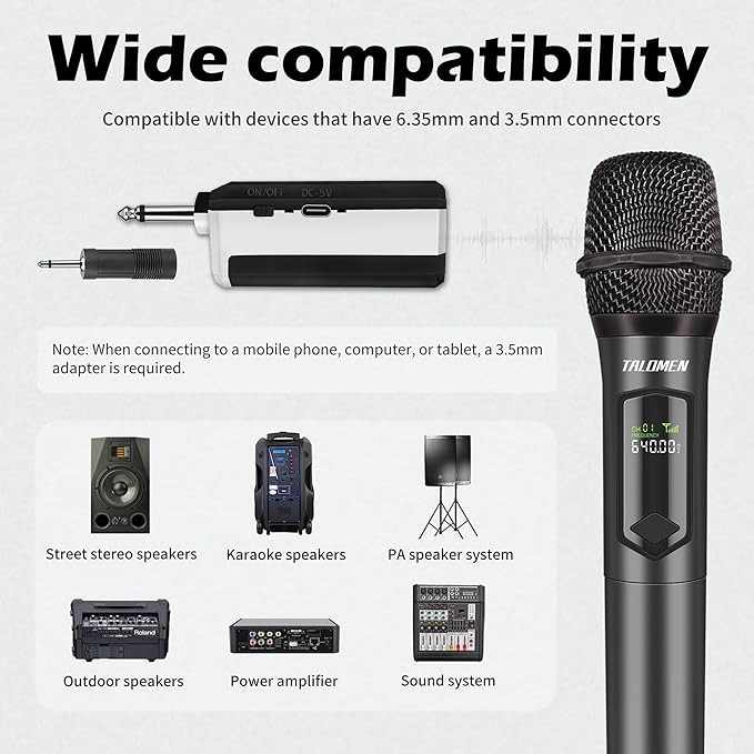 Wireless Microphone,Professional Dual Handheld Cordless Dynamic Mic System with Rechargeable Receiver(160 Ft),Karaoke Microphone Set for Singing,Karaoke,Wedding,DJ,Party,Speech,Church,K60-2