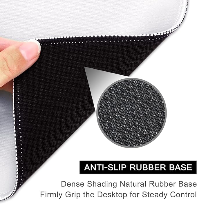 Hsurbtra Mouse Pad, Premium-Textured Square Mousepad 10.2 x 8.3 Inch, Stitched Edge Anti-Slip Waterproof Rubber Pretty Cute Computer Mat for Office Gaming Laptop Women Kids Ivory White
