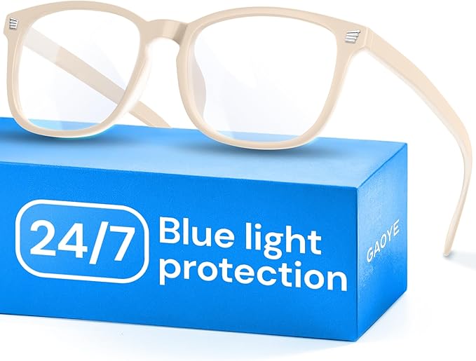 Gaoye Milky Blue Light Glasses for Computer & Gaming - Anti UV Ray Lenses, Scratch-Resistant & Comfort Fit