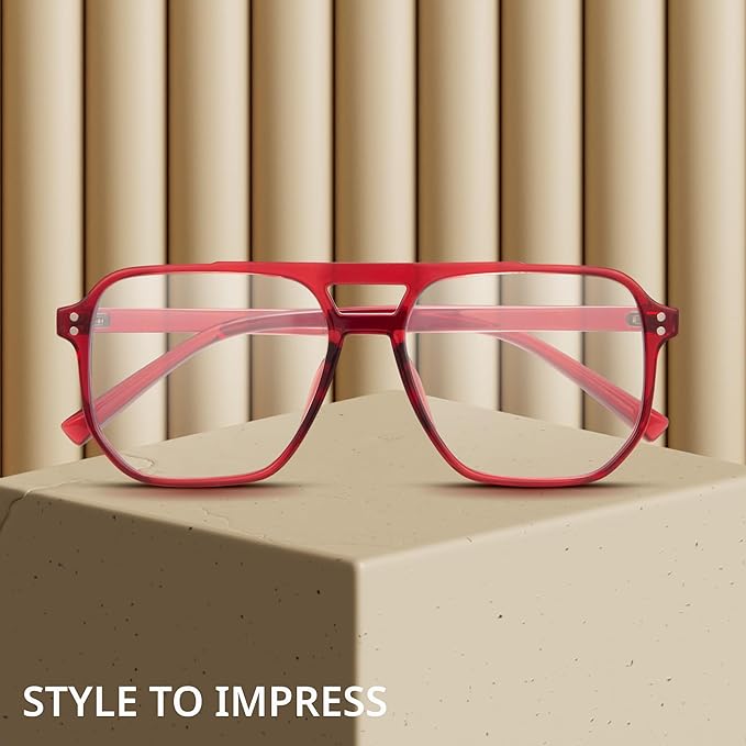 livho Retro Aviator Blue Light Blocking Glasses for Women Men with Soft Case, Trendy Rectangle Computer Eyeglasses