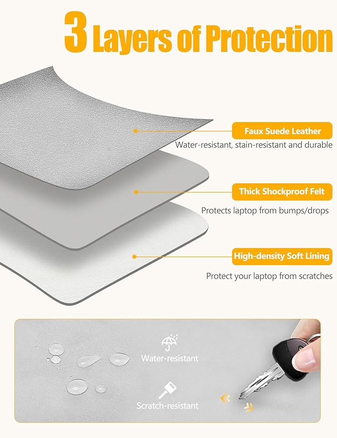HYZUO 13.3-14 Inch Laptop Sleeve Case Bag with Adjustable Stand for MacBook Pro 14 M5/M4/M3/M2/M1 Pro/Max A3426 A3427 2026-2021, MacBook Air/Pro 13.3, 13.8-13.5 Surface Laptop, Light Gray