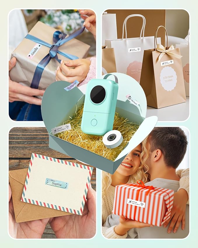 Phomemo Label Maker Machine with Tape, D30 Mini Bluetooth Label Printer, Versatile App with with 1000+ Symbols and 60+ Borders, Portable Label Maker for School Supplies, Home, Office, Green