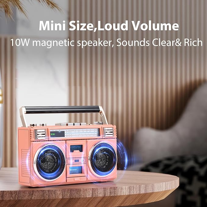 ANTPO Retro Vintage Radio Bluetooth Speakers Vintage Decor Small Wireless Speakers Stereo Radio Portable FM with Rich Bass Speakers Support TF Card for Home/Outdoor/Gift