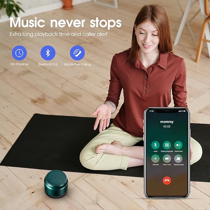 LFS Portable Bluetooth Speaker,Small Bluetooth Speake,Ultra Long Play 15 Hours,TWS Pairing,Suitable for Home,Pool,Beach,Boating, Hiking, Camping for Waterproof Outdoor Mini Speaker-Green