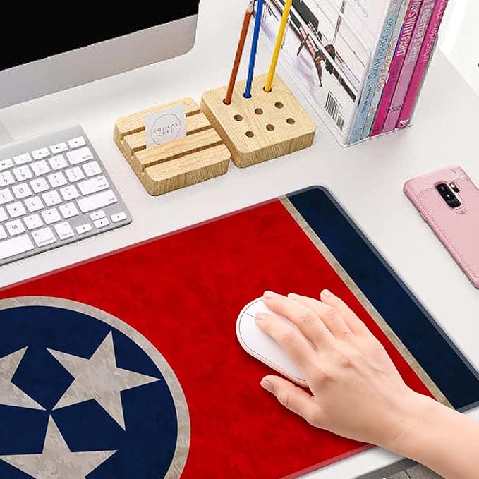 Flag of Tennessee Desk Mat Mouse Pad XL Extended Large Gaming Desk Pad Mousepad, Flag Computer Laptop Keyboard and Mouse Mat, Desktop Protector Mat for Women Men Office 31.5x11.8 in