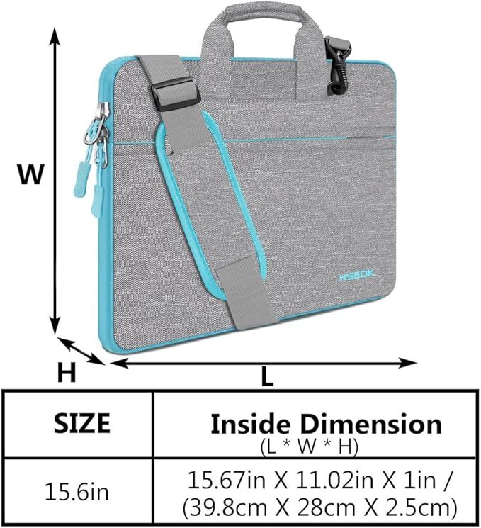 Hseok Laptop Shoulder Bag 15 15.6 16 Inch Briefcase,Compatible MacBook Pro/Neo 16",MacBook Air/Pro 15,XPS 15/16 and most 15.6-16 and Most 15-16 Notebooks,Spill-Resistant Handbag,LT Gray & LT Blue