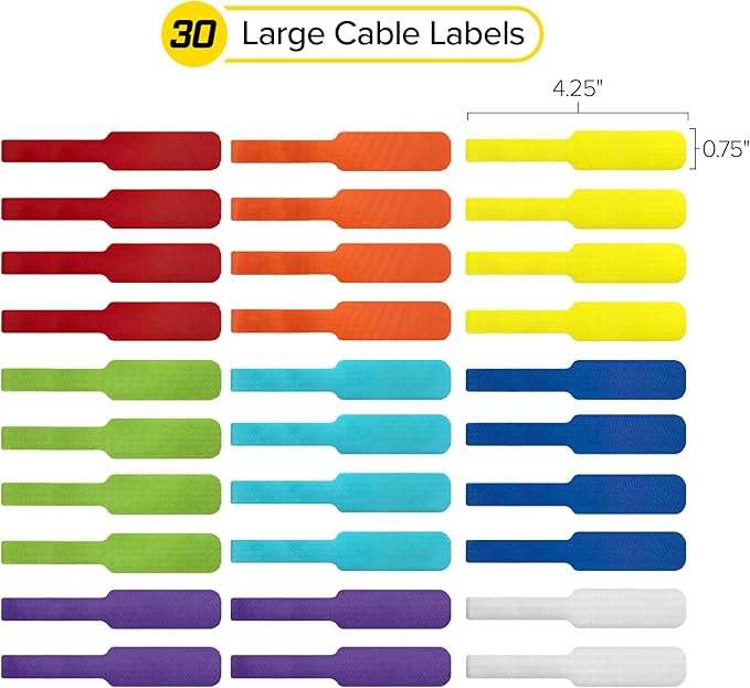 Cable Labels - Wrap-It Storage - Large, Multi-Color (30-Pack) - Colorful Labels for Basement and Office Organizing - Image 4