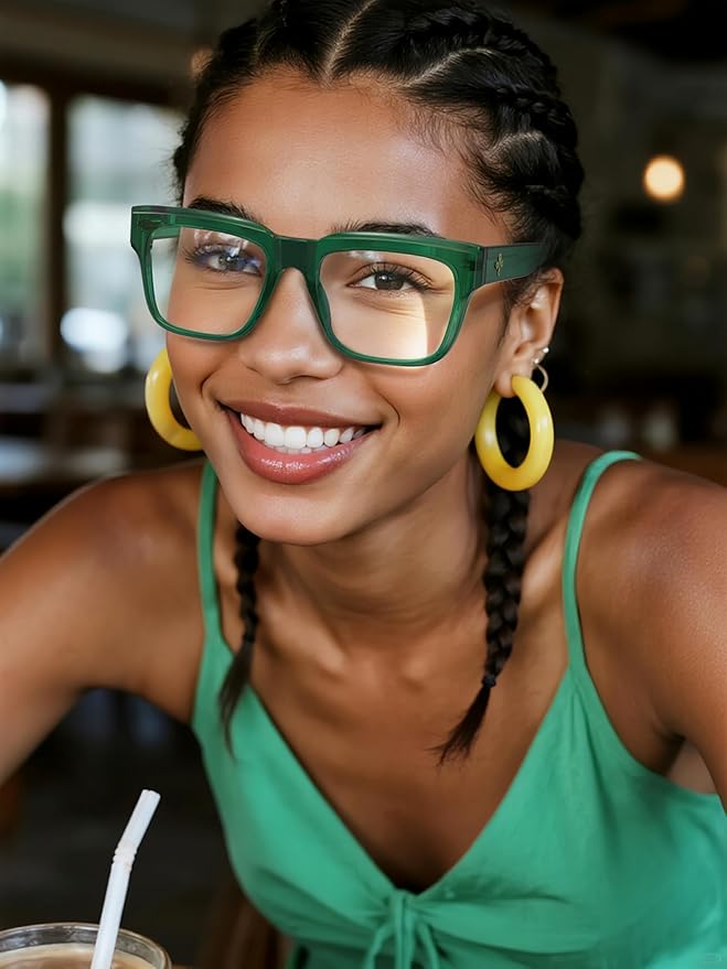 VISOONE TR90 Square Blue Light Blocking Glasses Fashion Computer Eyewear for Women and Men RANDI