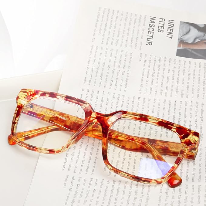 VISOONE Rectangle TR90 Blue Light Blocking Glasses Computer Eyewear with Preppy Look for Women and Men Cougar