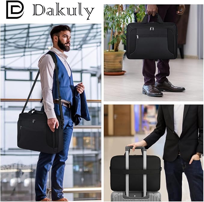 Laptop Bag 17.3 Inch Laptop Briefcase Large Waterproof Laptop Case for Men Women Business Office Work Computer Bag 17 Inch Adjustable Shoulder Messenger Bag, Black