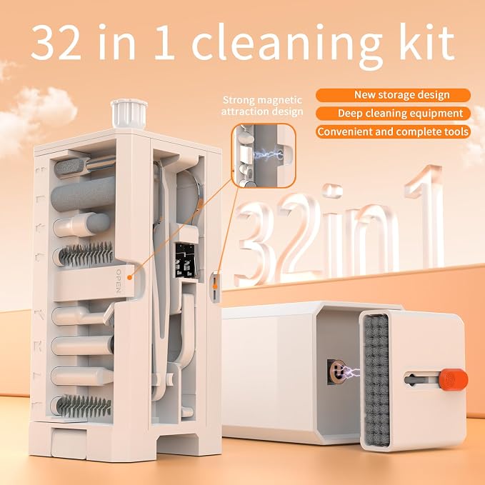 Phone Cleaning Kit Laptop Cleaner,Keyboard Cleaning Kit for Computer PC MacBook,32-in-1 Multi-Functional Electronics Cleaning Brush Tool for AirPod iPad iPhone Pro TV Screen Earbuds Camera Monitor - Image 4