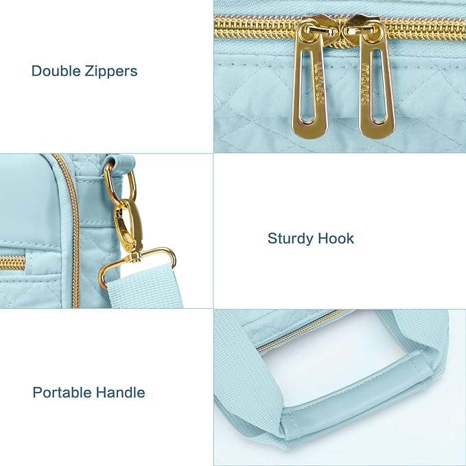 MOSISO 15-16 inch Laptop Bag, Laptop Briefcase Messenger Compatible with MacBook Pro 16/Air 15, HP, Dell, Lenovo, Square Quilted Computer Bag Work Office Business with 3 Pockets&Strap, Ice Blue