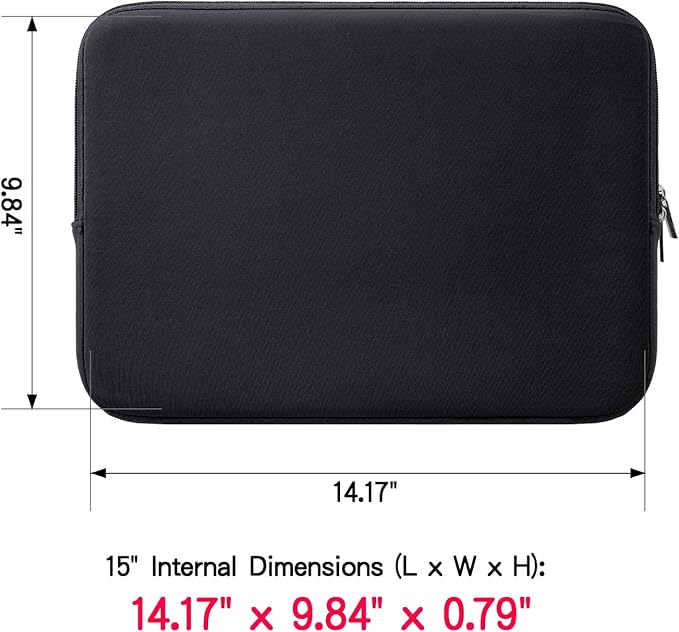 RAINYEAR 15 Inch Laptop Sleeve 15" Protective Soft Case Padded Zipper Cover Carrying Computer Bag Specially Compatible with 15.4" MacBook Pro/Air A3241 A2941 A3114 A1938 A1707 A1990 (Black)