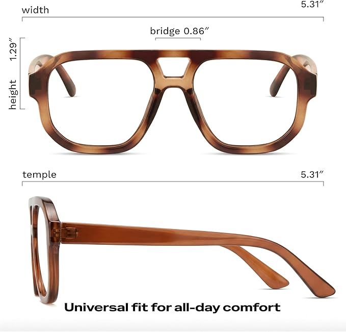 livho Retro Aviator Blue Light Blocking Glasses for Women Men with Soft Case, Trendy Rectangle Computer Eyeglasses