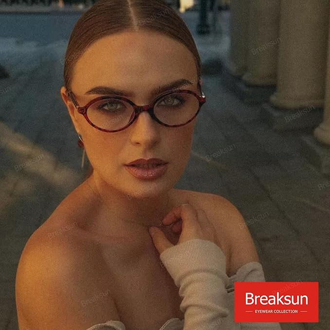 Breaksun Fashion Oval Glasses for Women Men Retro Round Tortoise Frame Blue Light Glasses Nerd Eyeglasses