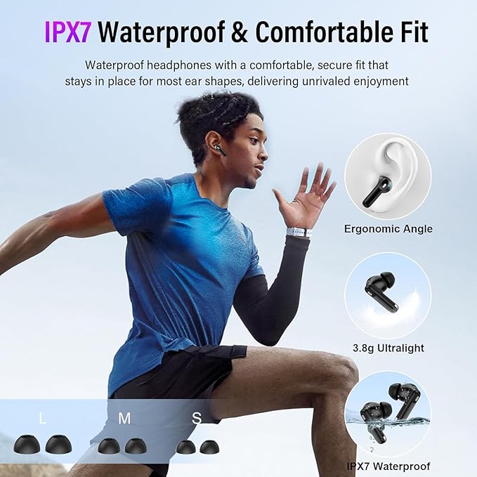 Wireless Earbuds, Bluetooth 5.4 Headphones with Multifunctional Touch Screen, 48H Bass Stereo Ear Buds with ANC/ENC Noise Cancelling/Transparency Mode, IPX7 Earphones with 5 EQ Modes for iOS Android