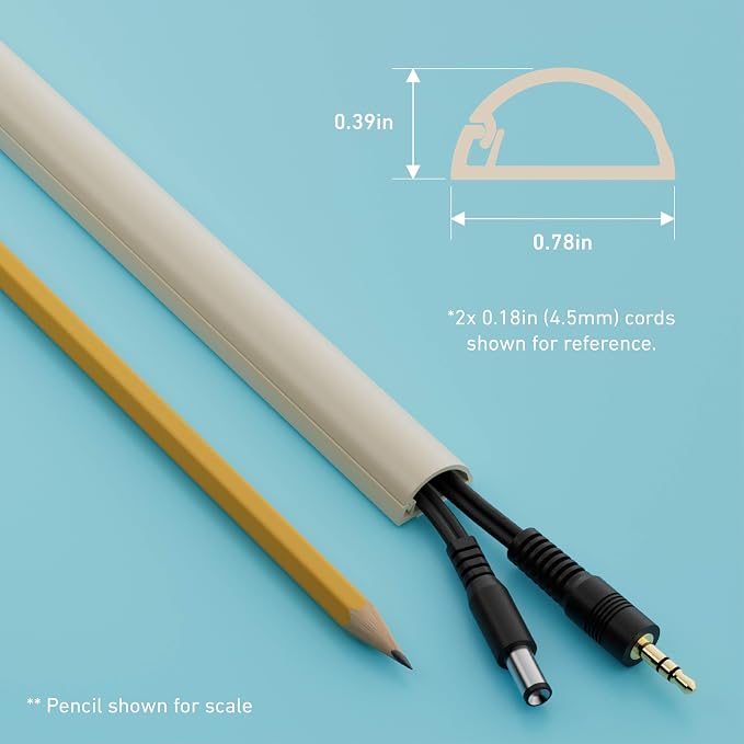 D-Line 157in Cord Hider Kit, Patented Cable Cover, Hide Wires on Wall, Channel for TV Mount Cords, Raceway Wire Hiders, Paintable, Adhesive, Half Round, 10x 0.78in W x 0.39in H x 15.7in L, Beige - Image 4