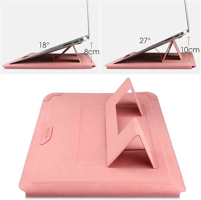 HoYiXi 15 16 Inch Laptop Sleeve Case Leather Bag for MacBook Pro 16 2021 & 2019/ASUS Vivobook 15/Huawei MateBook D15/HP 15.6" PC/MacBook Pro 15/Surface Laptop 3/Dell Inspiron 15/IdeaPad, Pink