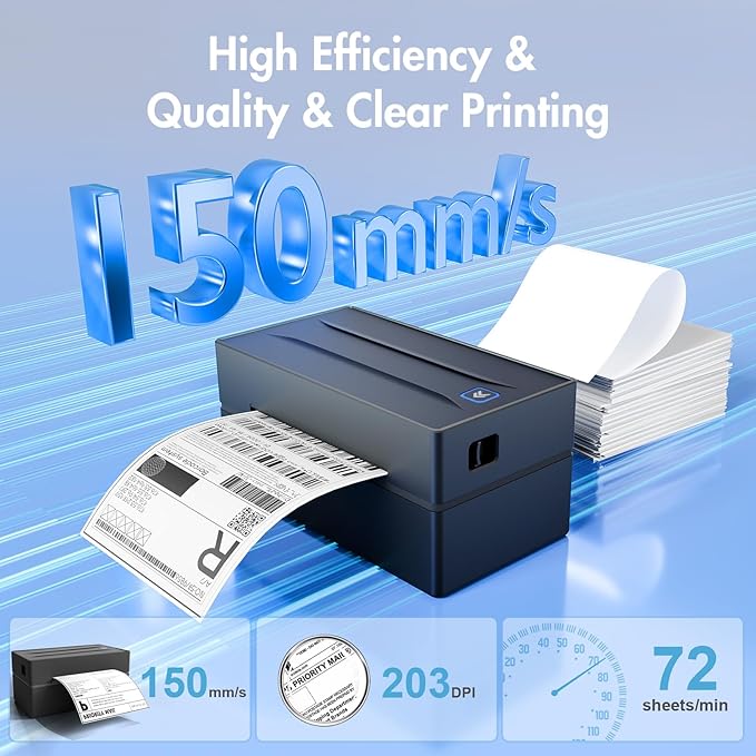 Bluetooth Thermal Shipping Label Printer: 4x6 Wireless Label Maker with Tape for Small Business - Compatible with iPhone, Android, Windows & Mac, Widely Used for USPS UPS Ebay Amazon Shopify Etsy