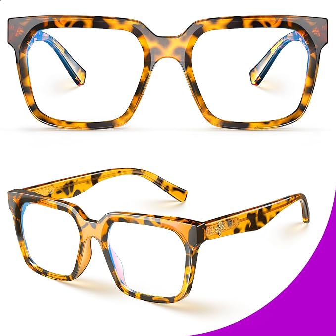 VISOONE Rectangle TR90 Blue Light Blocking Glasses Computer Eyewear with Preppy Look for Women and Men Cougar