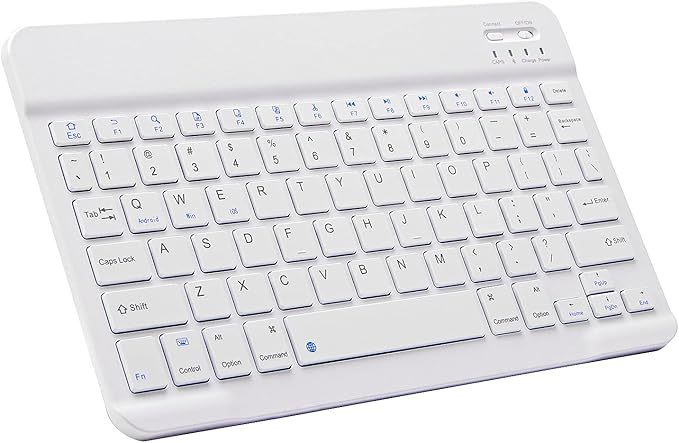 Ultra-Slim Bluetooth Keyboard Portable Mini Wireless Keyboard Rechargeable for Apple iPad iPhone Samsung Tablet Phone Smartphone iPadOS iOS Android (10 inch White)
