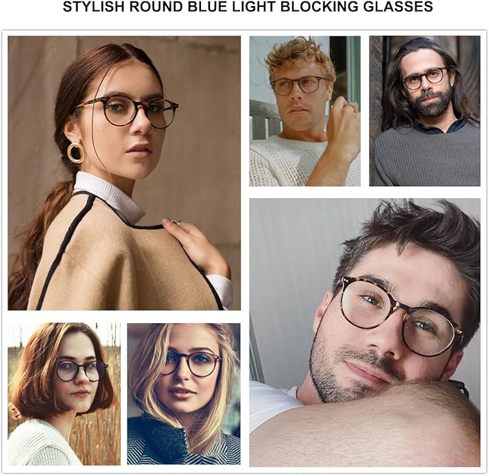 Gleyemor Blue Light Glasses for Men Women, Vintage Round Frame Computer Eyeglasses