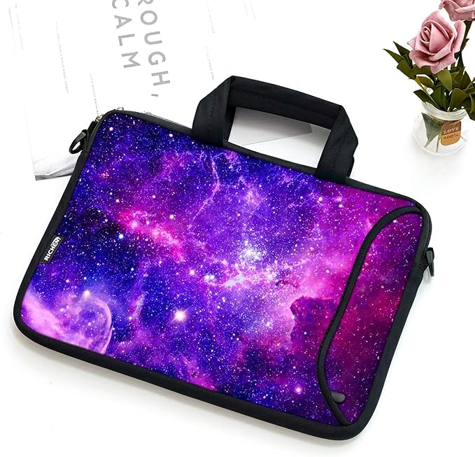 RICHEN Messenger Bag Carrying Case Sleeve with Handle Accessory Pocket Fits Laptops/Notebook/ebooks/Kids tablet/ipad (11-13.3 inch, Purple Galaxy)
