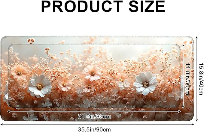Mouse Pad, Large Anti-Slip with Stitched Edges Desk Mat Desktop Laptop Computer Desk Keyboard Mat,Table Protector Blotter Mat (Powder, 31.5" x 11.8")