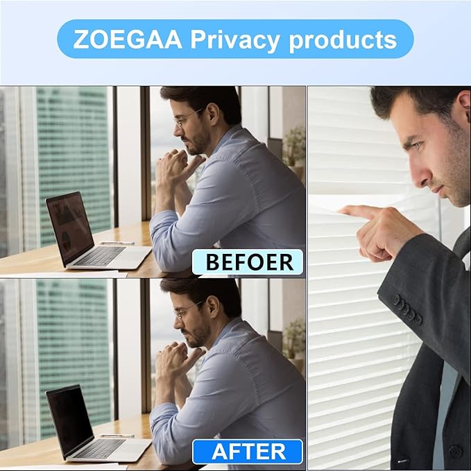 ZOEGAA MacBook Pro 16 Privacy Screen, Removable Anti Blue Light Laptop Privacy Filter and Anti-Glare Protector