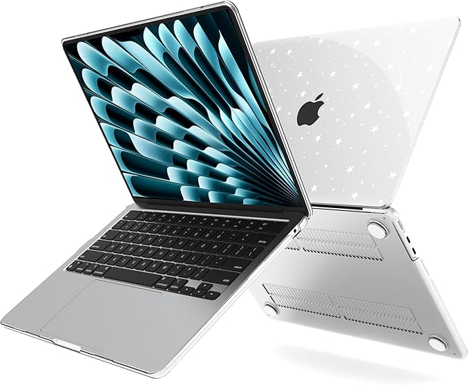 G JGOO Compatible with MacBook Air 13 inch Case 2026 2025-2022 M5 A3449 M4 A3240 M3 A3113 M2 A2681, Clear Plastic Hard Shell for MacBook Air 13.6 inch Case +Keyboard Cover +Screen Protector, Star