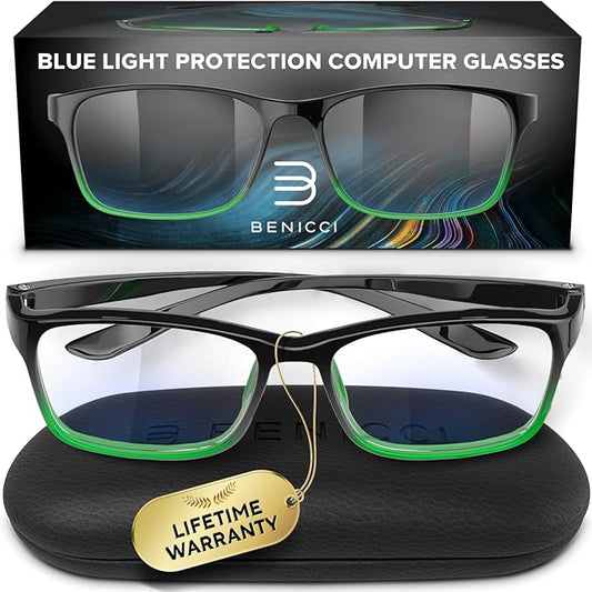 Stylish Blue Light Blocking Glasses for Women & Men – Helps Ease Digital Eye Strain & Headache from Computers, Phones w/Case