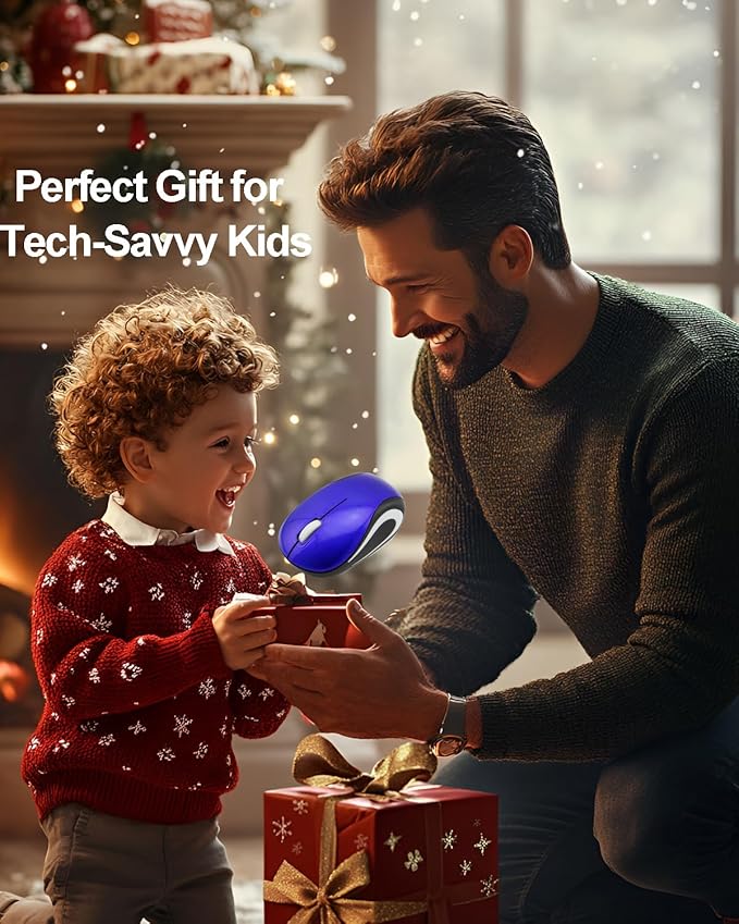 Wireless Mouse Mini Small Silent Cute Pocket Portable Compact Travel USB Tiny Optical Mice 3 Buttons 1000 DPI Cordless Mouse for PC Laptop Computer MacBook Kids Girl Boy Women Small Hands Gift(Blue)