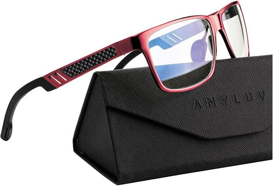 ANYLUV Blue Light Blocking Glasses Men Computer Gaming Glasses Lightweight Al-Mg Metal Anti Eyestrain Eye Protection