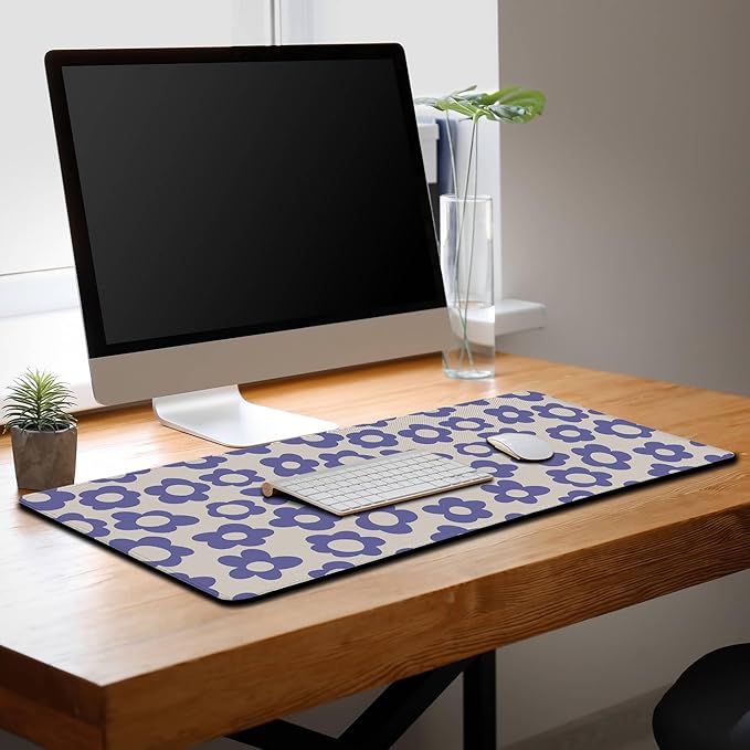 Gaming Mouse Pad Purple, Big Mouse Pads Desk Pad for Women Office Decor Office Desk Mats, Pad for Mouse Waterproof Non-Slip Rubber Base, 35.4 X 15.7 inch for Work/Game/Office/Home Flowers
