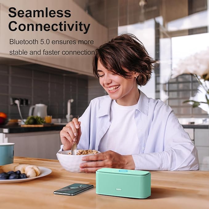 DOSS SoundBox Touch Wireless Bluetooth Speaker-12W HD Sound with Rich Bass, IPX5 Waterproof, 20H Playtime, Handsfree, for Gatherings, Home, Office, Outdoor, Travel-Green