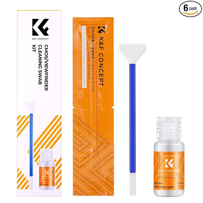 K&F CONCEPT 2-1 24mm Full Frame Sensor Cleaning Swab, Viewfinder Cleaning Swab, with 20ml Sensor Cleaner, DSLR Camera CMOS and CCD Sensor Cleaning Swab Kits Compatible with Nikon Sony Canon Camera by KFCONCEPT