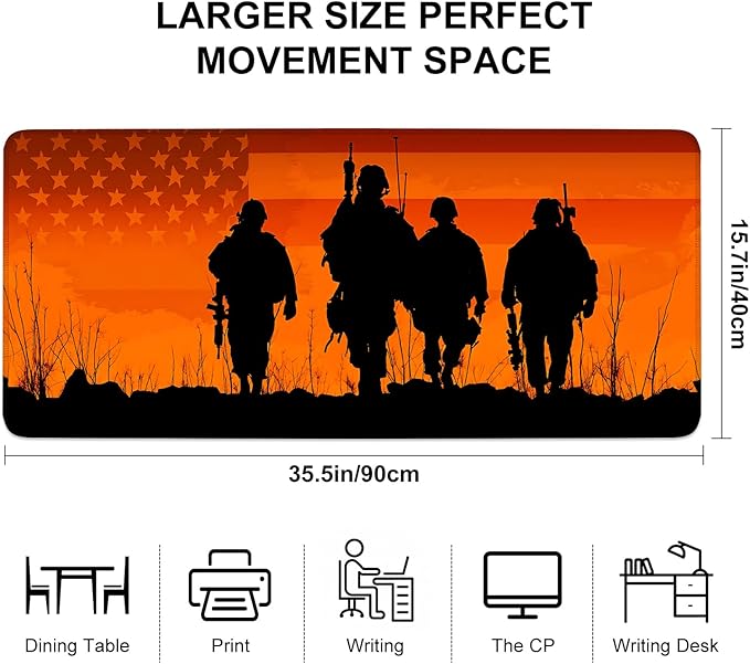Mouse Pad, Large Anti-Slip with Stitched Edges Desk Mat Desktop Laptop Computer Desk Keyboard Mat,Table Protector Blotter Mat (Soldier, 35.4" x 15.7")